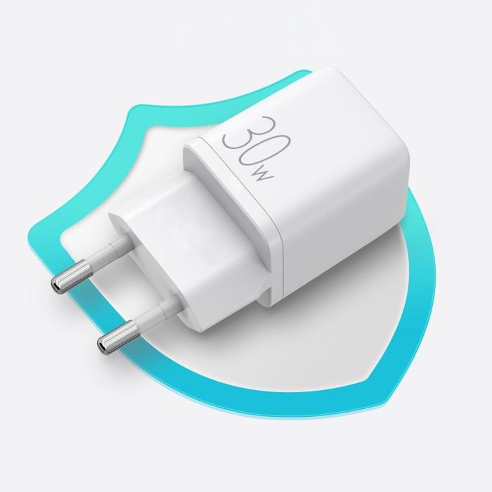 Bild 4, JOYROOM Joyroom 30W PD QC USB-C / USB-A Väggladdare Vit - Teknikhallen.se
