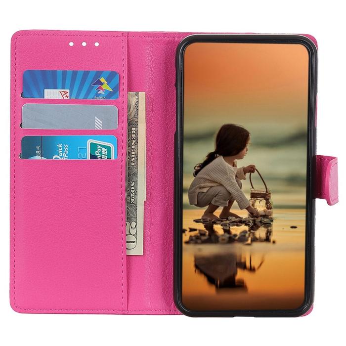 Bild 3,  Motorola Moto G04 4G/G24 4G Litchi Läder Fodral Rosa - Teknikhallen.se