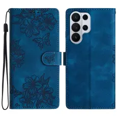  Samsung Galaxy S26 Ultra Fodral Med Blommigt Tryck L&auml;der Bl&aring; - Teknikhallen.se