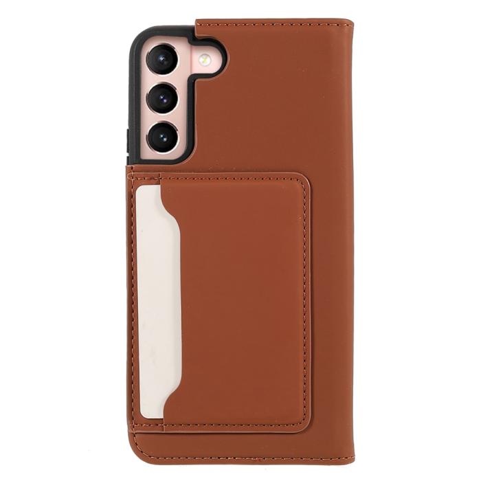 Bild 3,  Samsung Galaxy S22 Plus Fodral Flip Med Kortfack Brun - Teknikhallen.se