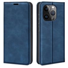  iPhone 15 Pro Fodral Flip Retro L&auml;der Bl&aring; - Teknikhallen.se