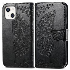  iPhone 13 - Butterfly Print L&auml;der Fodral - Svart - Teknikhallen.se