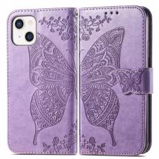  iPhone 13 - Butterfly Print L&auml;der Fodral - Lila - Teknikhallen.se