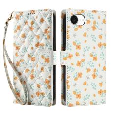  iPhone 17e / 16e Fodral Rhombus L&auml;der Blommor Vit - Teknikhallen.se