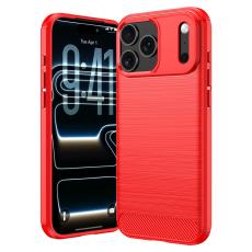  iPhone 18 Pro / 17 Pro Skal TPU Kolfiber Textur R&ouml;d - Teknikhallen.se