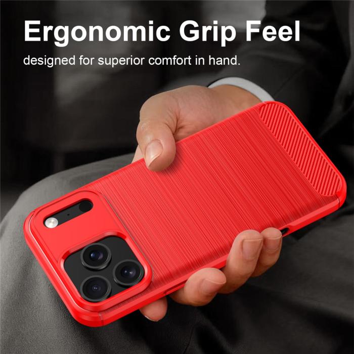 Bild 2,  iPhone 18 Pro / 17 Pro Skal TPU Kolfiber Textur Röd - Teknikhallen.se