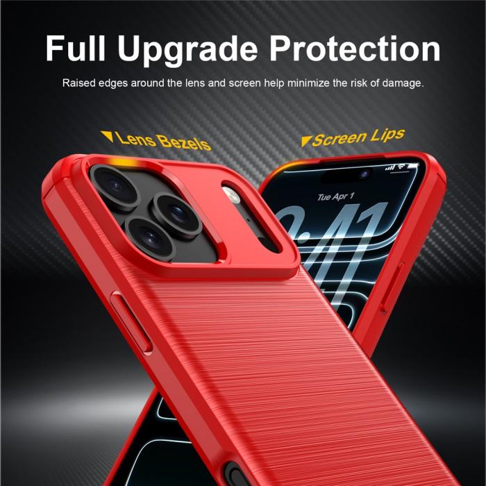 Bild 3,  iPhone 18 Pro / 17 Pro Skal TPU Kolfiber Textur Röd - Teknikhallen.se