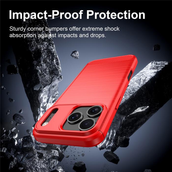 Bild 4,  iPhone 18 Pro / 17 Pro Skal TPU Kolfiber Textur Röd - Teknikhallen.se