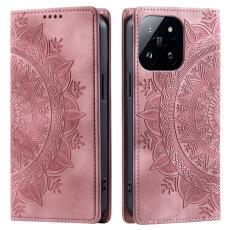  Xiaomi 14 Fodral Mandala Flip L&auml;der Ros&eacute;guld - Teknikhallen.se