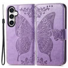  Samsung Galaxy S23 FE Fodral Fj&auml;ril Tryck Ljus Lila - Teknikhallen.se