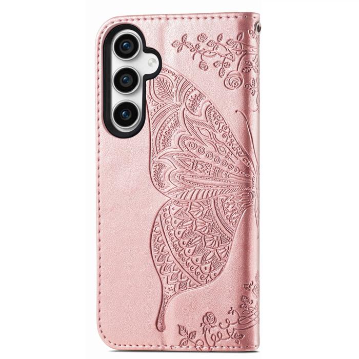 Bild 4,  Samsung Galaxy S23 FE Fodral Fjäril Tryck Roséguld - Teknikhallen.se