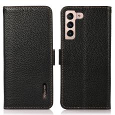 KHAZNEH KHAZNEH Galaxy S23 Fodral RFID Litchi &Auml;kta L&auml;der Svart - Teknikhallen.se