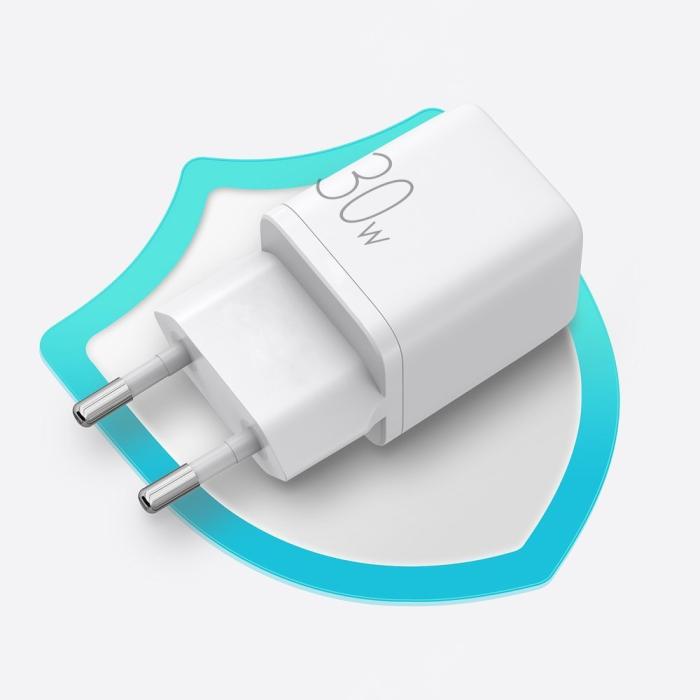 Bild 3, JOYROOM Joyroom 30W PD QC USB-C Väggladdare Vit - Teknikhallen.se