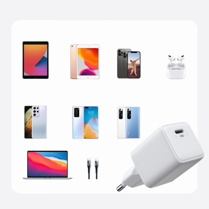 Bild 5, JOYROOM Joyroom 30W PD QC USB-C Väggladdare Vit - Teknikhallen.se