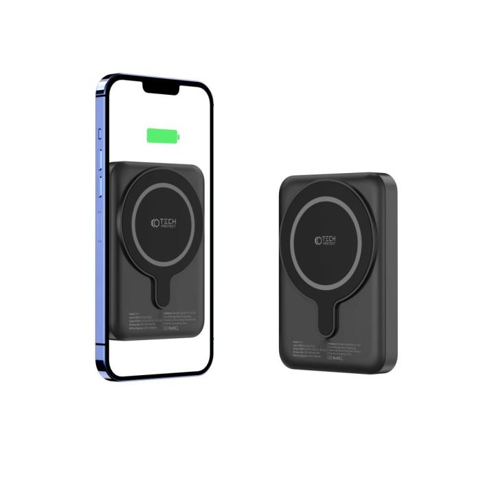 Bild 4, Tech-Protect Tech-Protect 10000 mAh MagSafe Powerbank LifeMag Svart - Teknikhallen.se