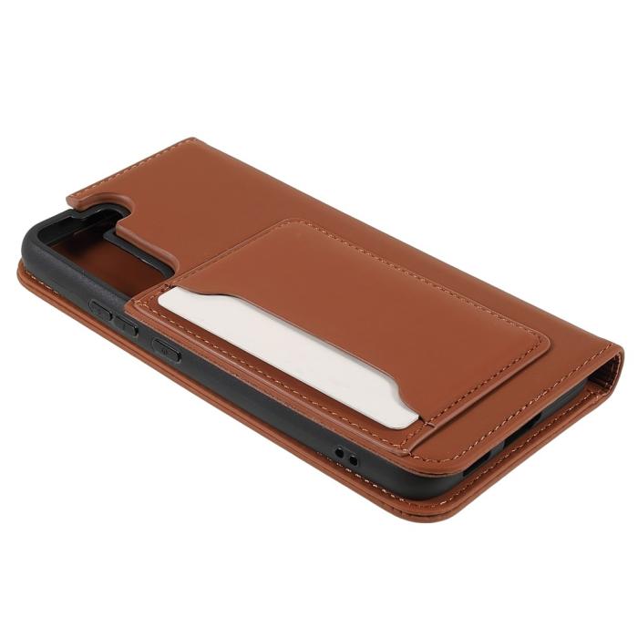 Bild 5,  Samsung Galaxy S22 Plus Fodral Flip Med Kortfack Brun - Teknikhallen.se