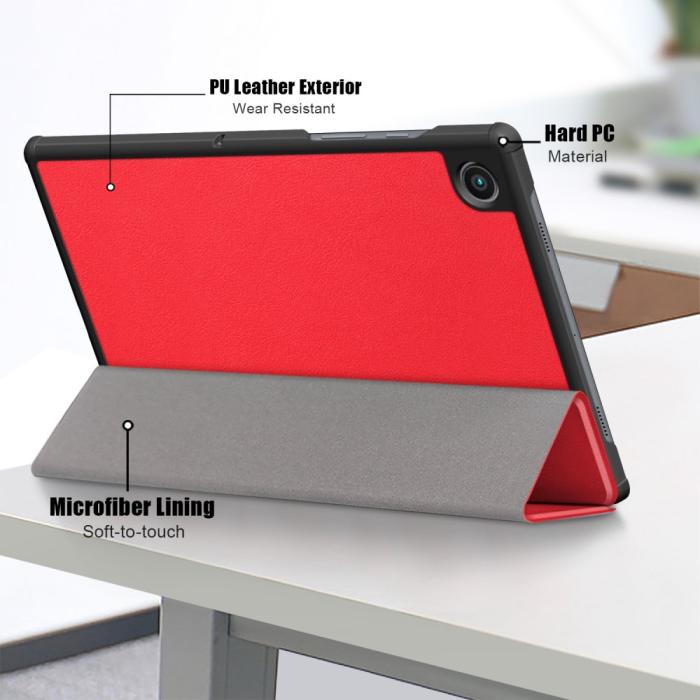 Bild 6,  Samsung Galaxy Tab A8 10.5 (2021) Fodral Premium Tri-Fold Röd - Teknikhallen.se