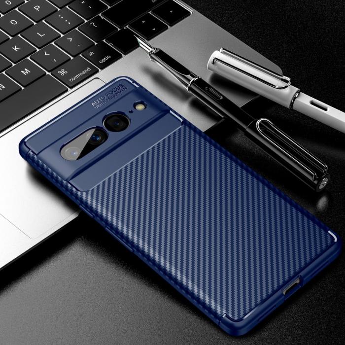 Bild 2,  Google Pixel 7 Pro Skal Kolfiber Textur Blå - Teknikhallen.se