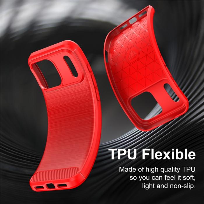 Bild 5,  iPhone 18 Pro / 17 Pro Skal TPU Kolfiber Textur Röd - Teknikhallen.se