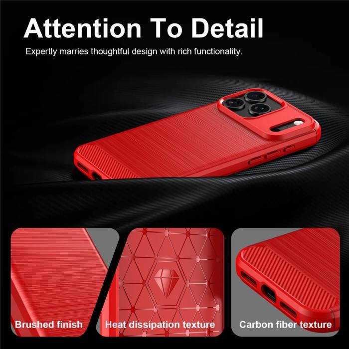 Bild 6,  iPhone 18 Pro / 17 Pro Skal TPU Kolfiber Textur Röd - Teknikhallen.se