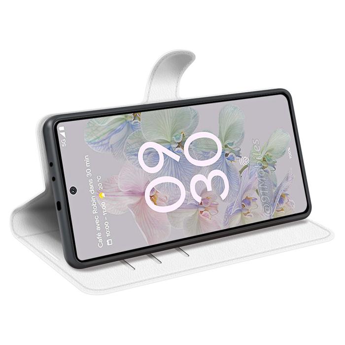 Bild 4,  Google Pixel 6A Fodral Litchi Läder Vit - Teknikhallen.se