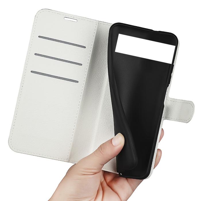 Bild 5,  Google Pixel 6A Fodral Litchi Läder Vit - Teknikhallen.se