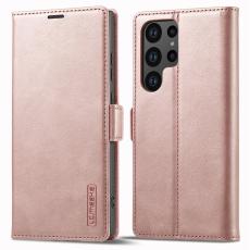 LC.IMEEKE LC.IMEEKE Galaxy S23 Ultra Fodral Flip L&auml;der Ros&eacute;guld - Teknikhallen.se