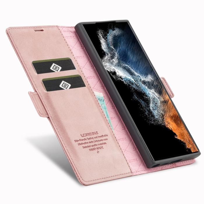 Bild 2, LC.IMEEKE LC.IMEEKE Galaxy S23 Ultra Fodral Flip Läder Roséguld - Teknikhallen.se