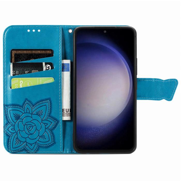Bild 2,  Samsung Galaxy S23 FE Fodral Fjäril Tryck Blå - Teknikhallen.se