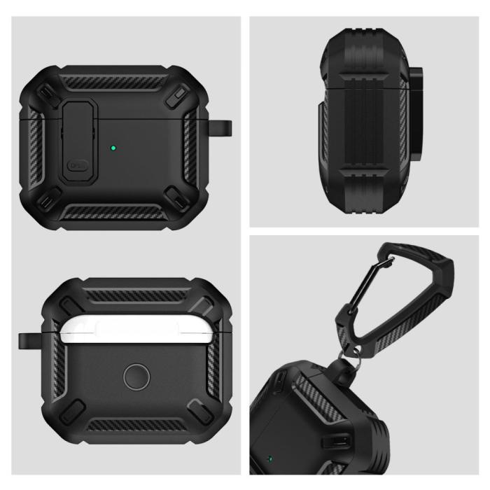Bild 6, Tech-Protect Tech-Protect AirPods Pro 1/2 Fodral X-Carbo Svart - Teknikhallen.se
