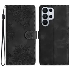  Samsung Galaxy S26 Ultra Fodral Med Blommigt Tryck L&auml;der Svart - Teknikhallen.se