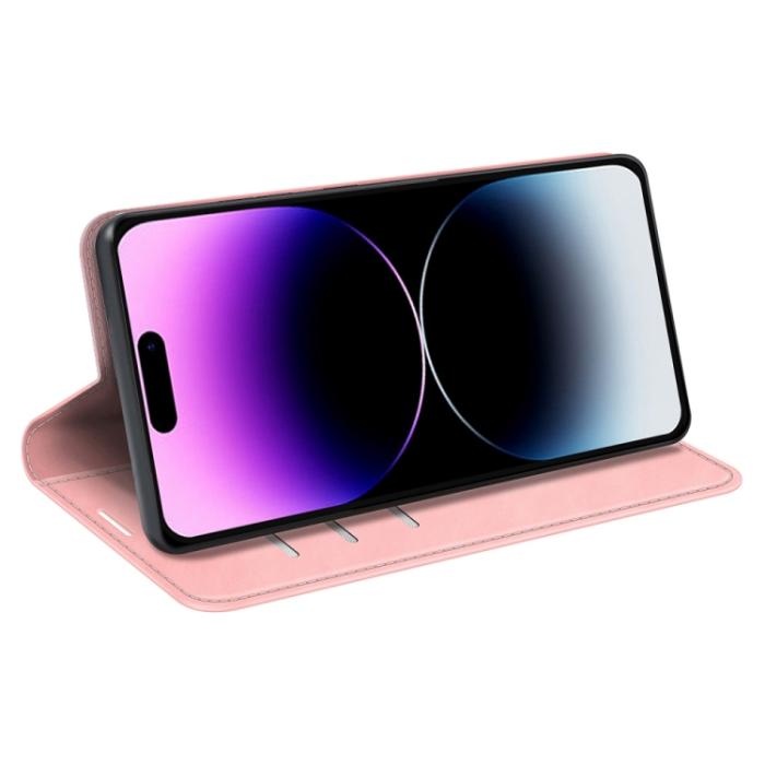 Bild 5,  iPhone 15 Pro Fodral Flip Retro Läder Rosa - Teknikhallen.se
