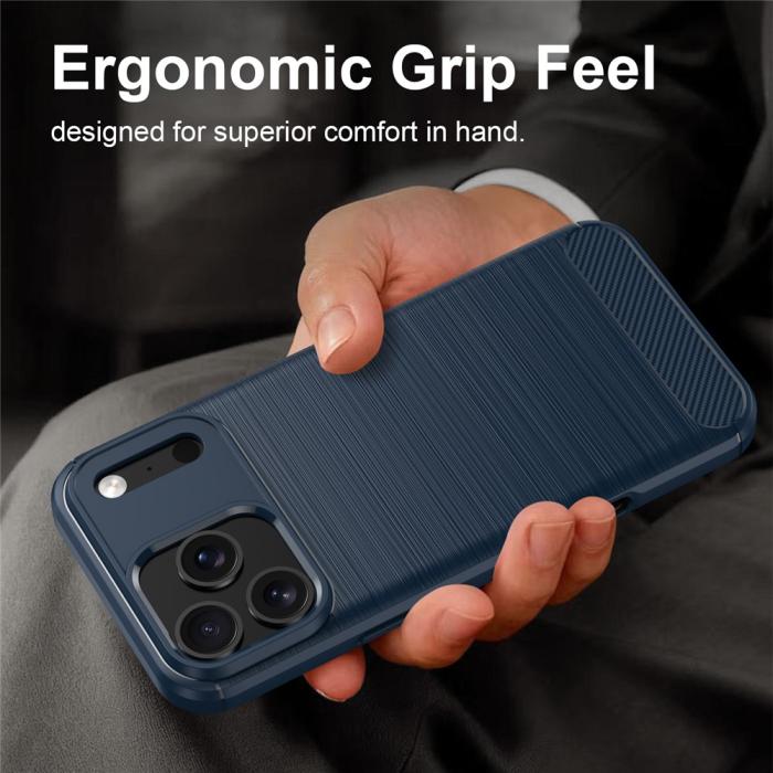 Bild 2,  iPhone 18 Pro / 17 Pro Skal TPU Kolfiber Textur Blå - Teknikhallen.se