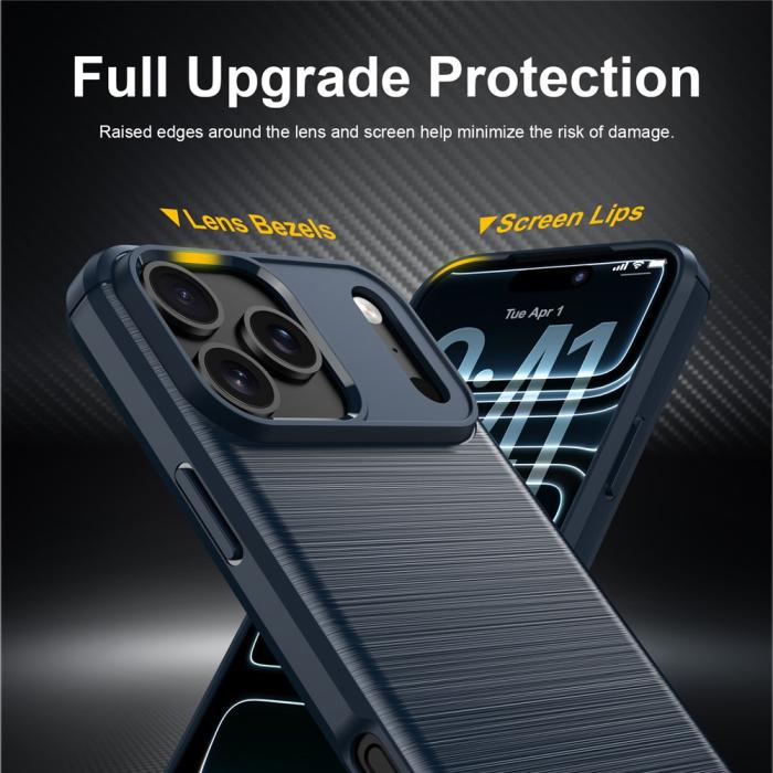 Bild 3,  iPhone 18 Pro / 17 Pro Skal TPU Kolfiber Textur Blå - Teknikhallen.se