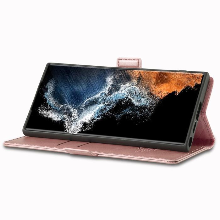 Bild 3, LC.IMEEKE LC.IMEEKE Galaxy S23 Ultra Fodral Flip Läder Roséguld - Teknikhallen.se