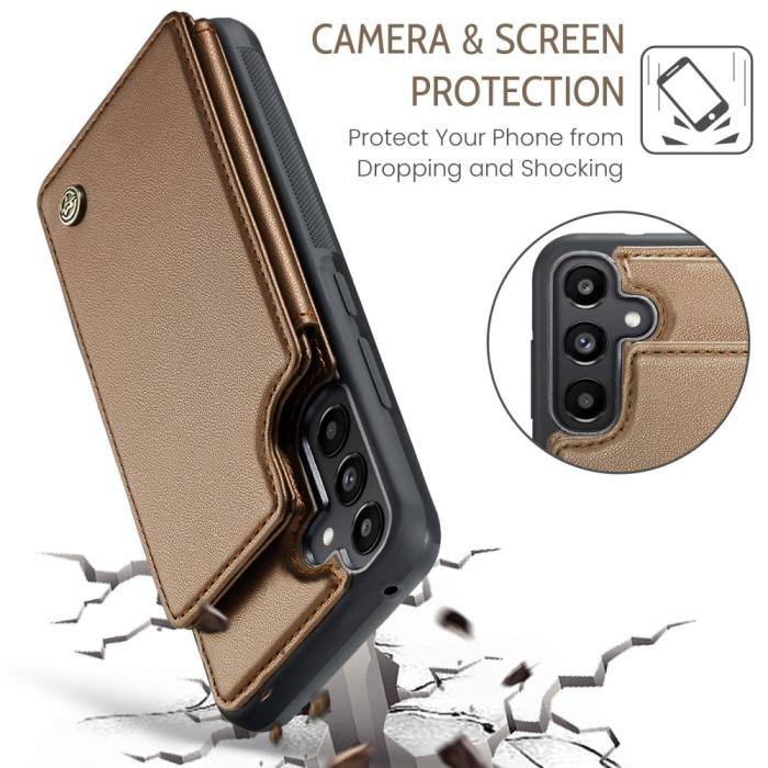 Bild 6, CASEME CASEME Galaxy A56 5G/A36 5G Skal RFID Kickstand Plånbok Brun - Teknikhallen.se