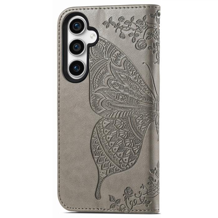 Bild 4,  Samsung Galaxy S23 FE Fodral Fjäril Tryck Grå - Teknikhallen.se