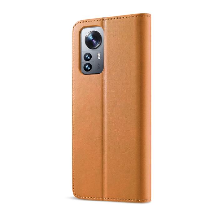 Bild 3, LC.IMEEKE LC.IMEEKE Xiaomi 12 Pro Fodral Läder Brun - Teknikhallen.se