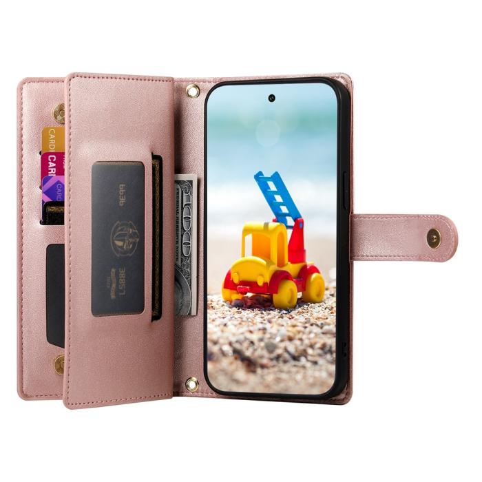 Bild 2,  Google Pixel 11 Pro XL Fodral Läder Med Dragkedja Rosa - Teknikhallen.se