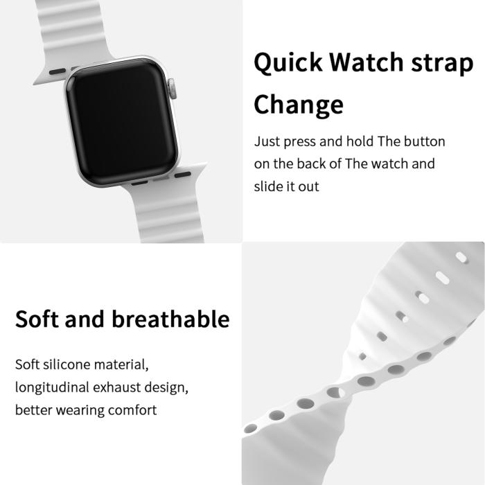 Bild 4, ColorPop Apple Watch 42/41/40/38 mm Armband Ocean Wave Vit - Teknikhallen.se
