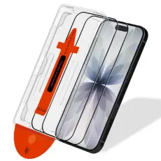  [2-PACK] iPhone 16/15 Sk&auml;rmskydd I H&auml;rdat Glas - Med Monteringsram - Teknikhallen.se
