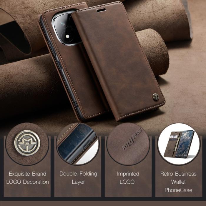 Bild 5, CASEME CASEME Redmi Note 14 Pro/Pro Plus 5G Fodral Flip Retro Läder - Teknikhallen.se