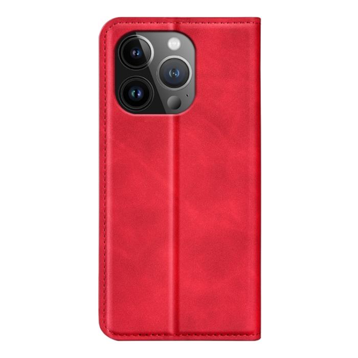 Bild 3,  iPhone 15 Pro Fodral Flip Retro Läder Röd - Teknikhallen.se
