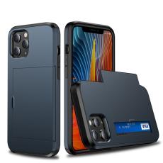  iPhone 12 / 12 Pro - Hybrid Skal Med Kortfack - Bl&aring; - Teknikhallen.se