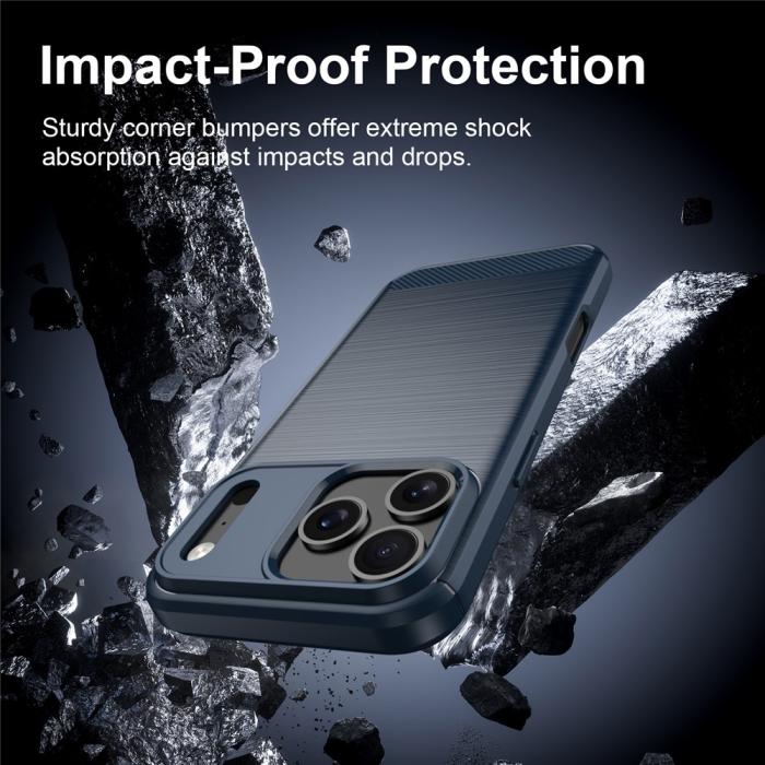 Bild 4,  iPhone 18 Pro / 17 Pro Skal TPU Kolfiber Textur Blå - Teknikhallen.se