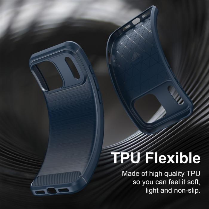Bild 5,  iPhone 18 Pro / 17 Pro Skal TPU Kolfiber Textur Blå - Teknikhallen.se