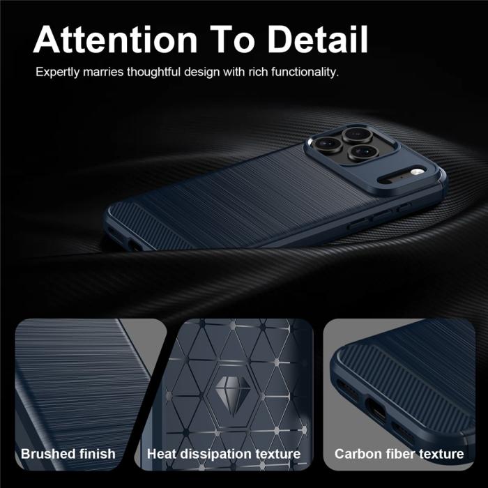 Bild 6,  iPhone 18 Pro / 17 Pro Skal TPU Kolfiber Textur Blå - Teknikhallen.se
