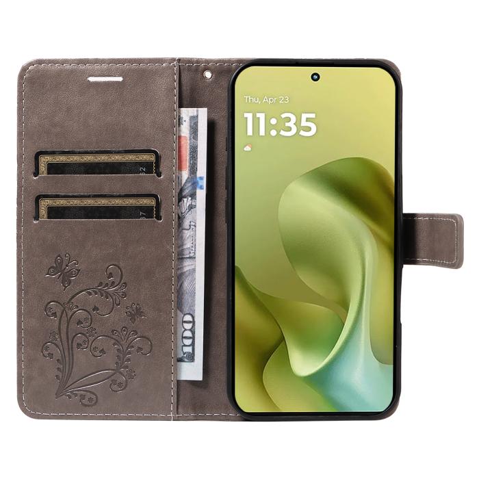 Bild 2,  Motorola Moto G86 Power/G86 5G Fodral Fjäril Tryck Grå - Teknikhallen.se