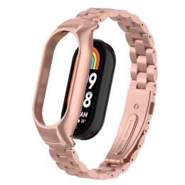  Lyxigt Metallarmband Armband Xiaomi Smart Band 8 Roséguld - Teknikhallen.se