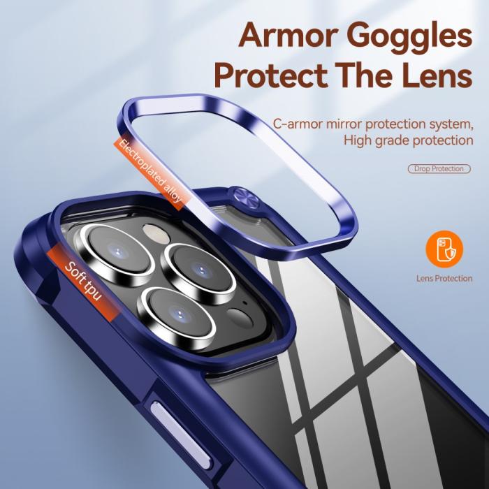 Bild 2,  iPhone 16 Pro Skal Shockproof Hybrid Armor Blå - Teknikhallen.se